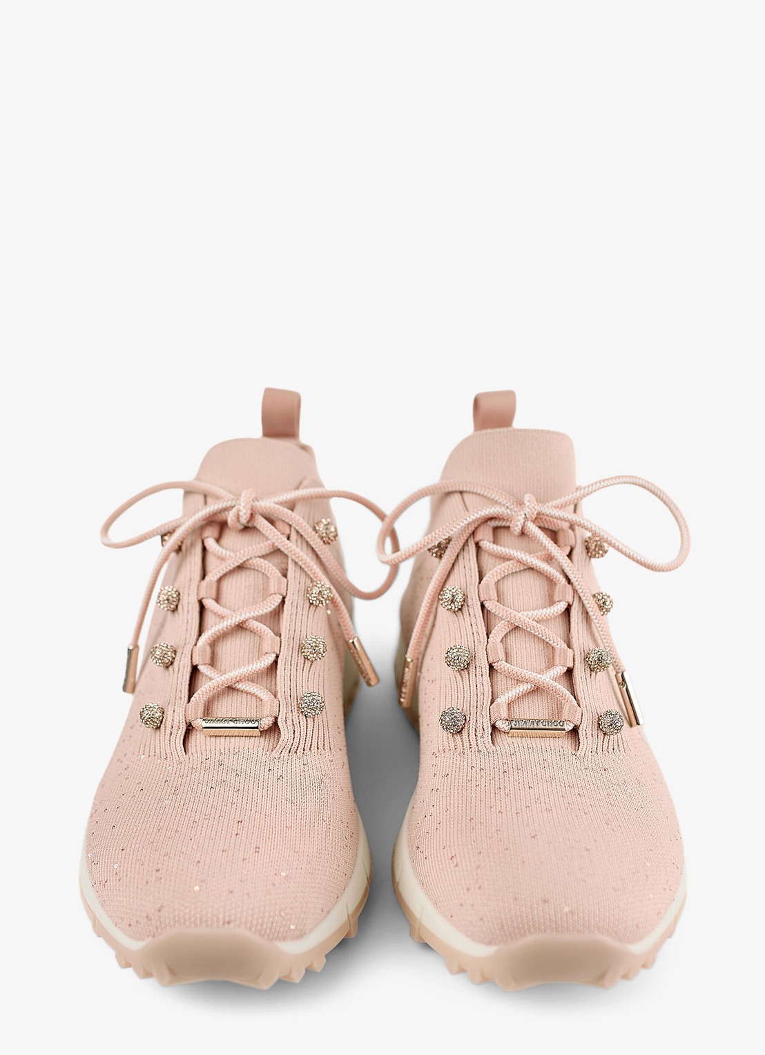 Jimmy Choo Veles sneaker met gebreid bovenwerk en pailletten - detail 3 oudroze