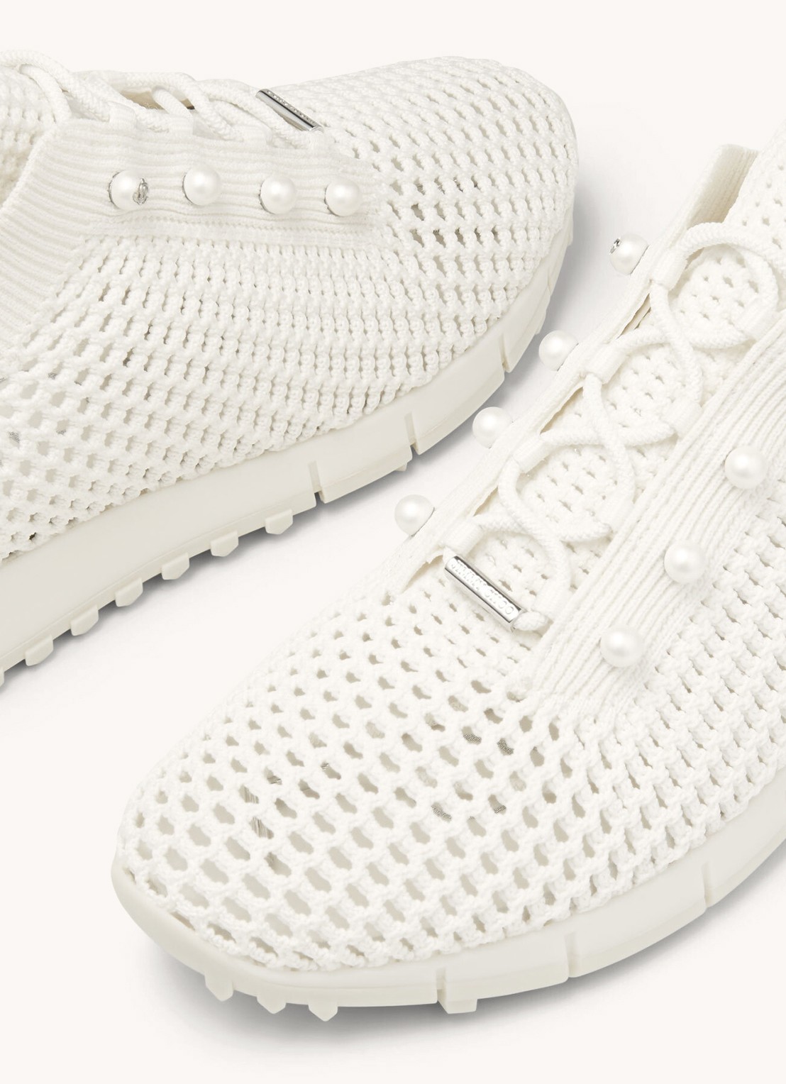 Jimmy Choo Veles sneaker van mesh - detail gebroken wit