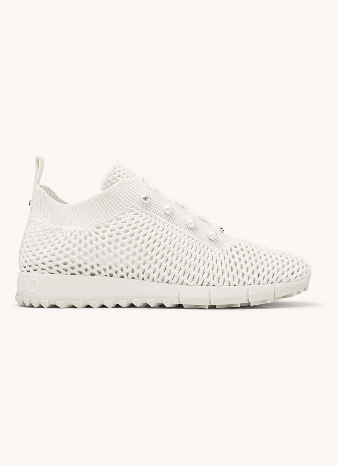Jimmy Choo Veles sneaker van mesh - voorkant 5 gebroken wit