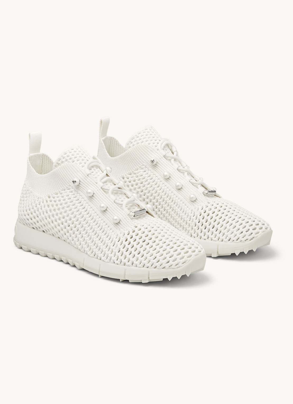 Jimmy Choo Veles sneaker van mesh - voorkant 6 gebroken wit