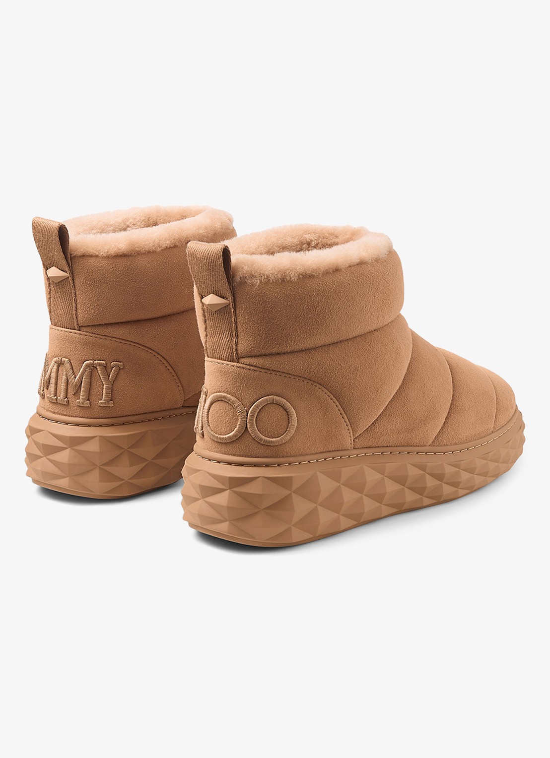Jimmy Choo Xan enkellaarsje van lamssuède - achterkant 5 lichtbruin