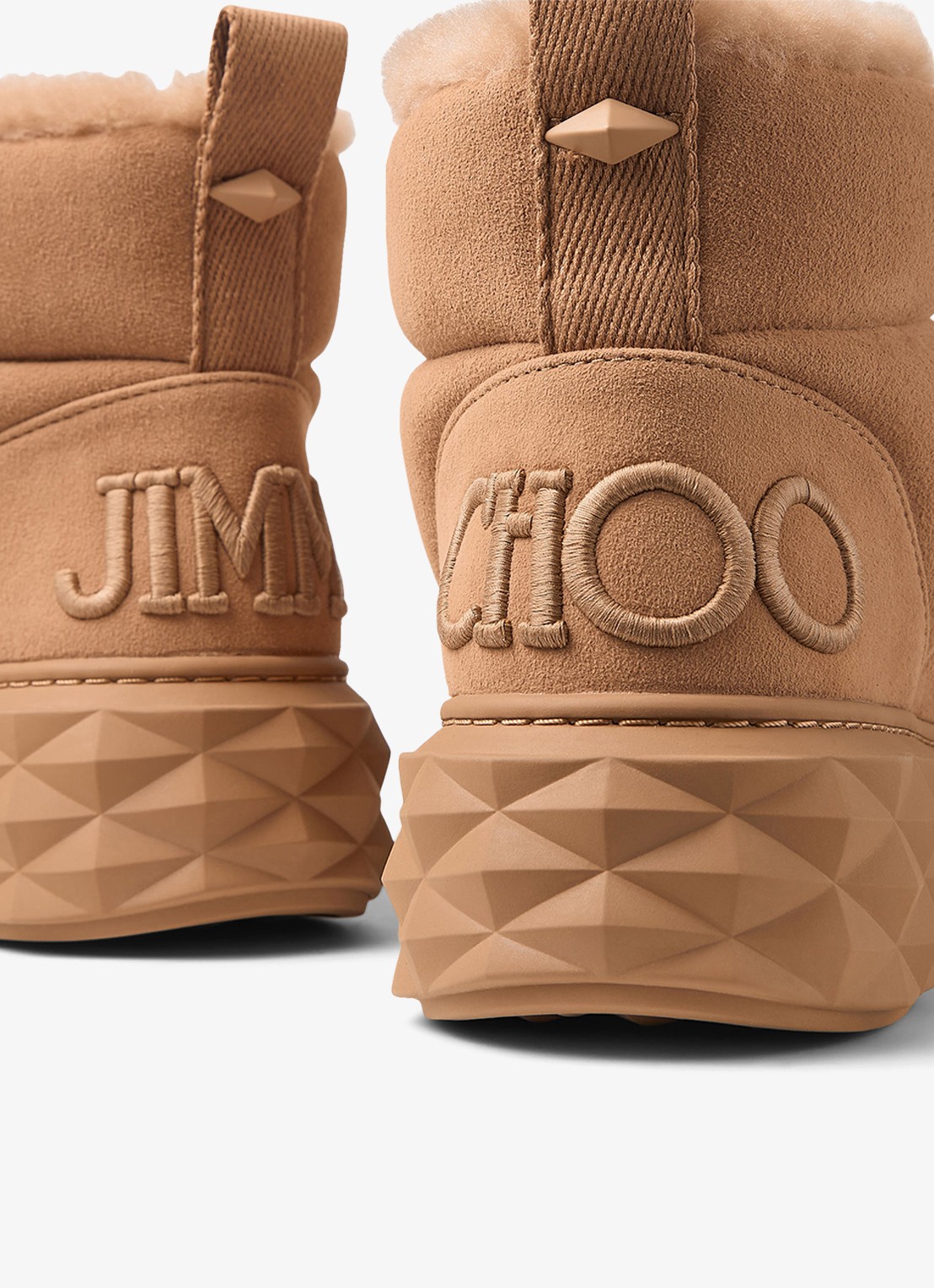 Jimmy Choo Xan enkellaarsje van lamssuède - detail 4 lichtbruin