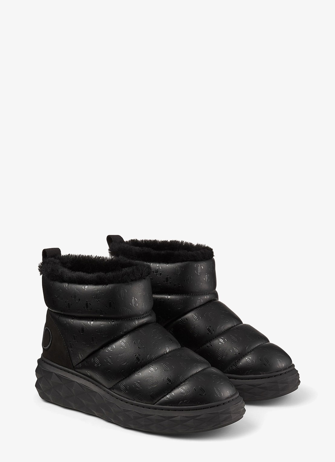 Jimmy Choo Xan enkellaarsje van leer met logo - voorkant 2 zwart