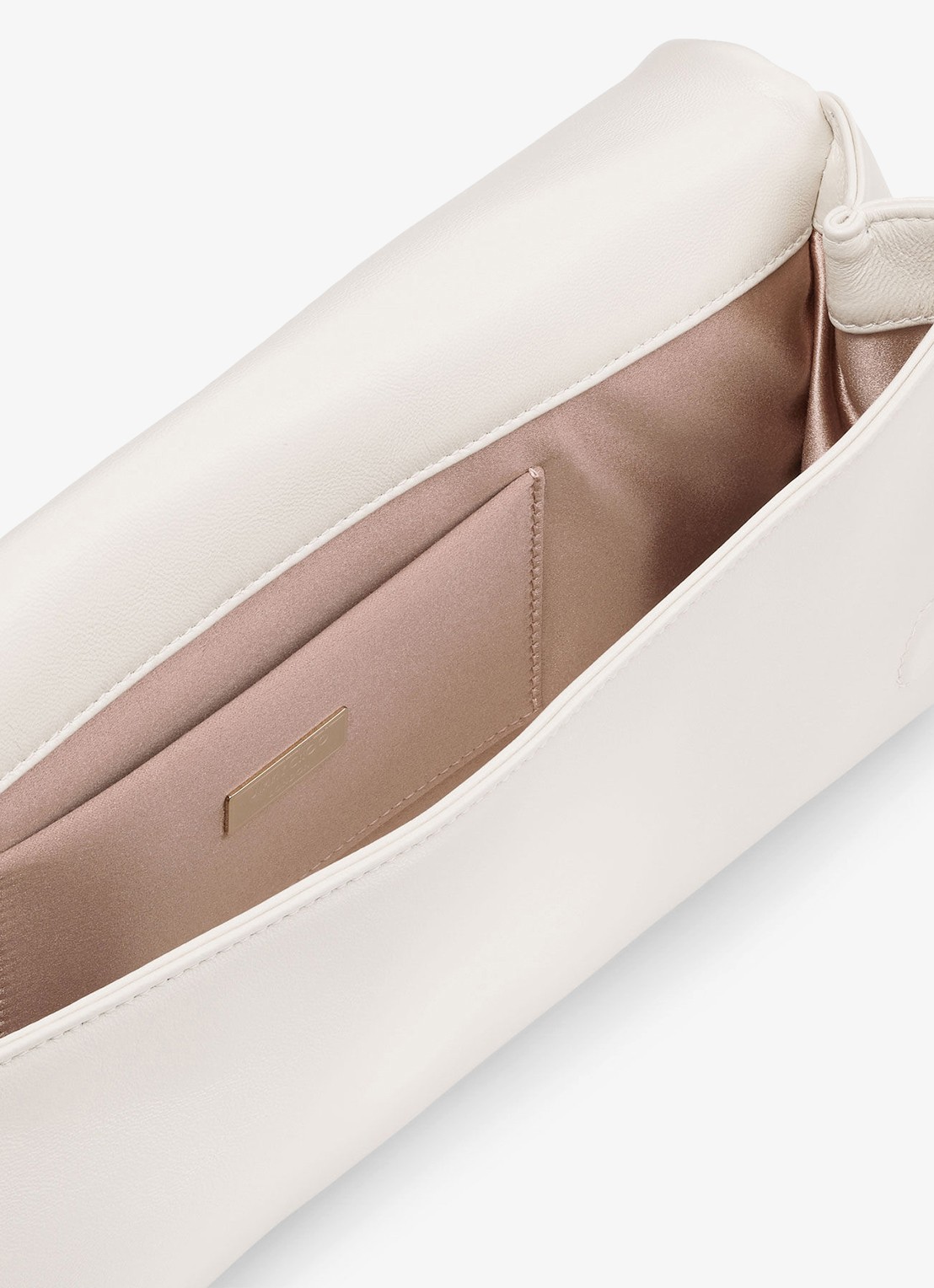 Jimmy Choo Xandra clutch van leer - detail gebroken wit