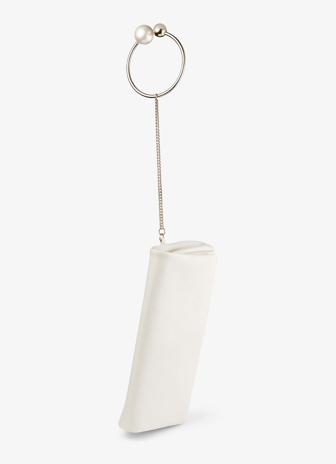 Jimmy Choo Xandra clutch van leer - detail 4 gebroken wit