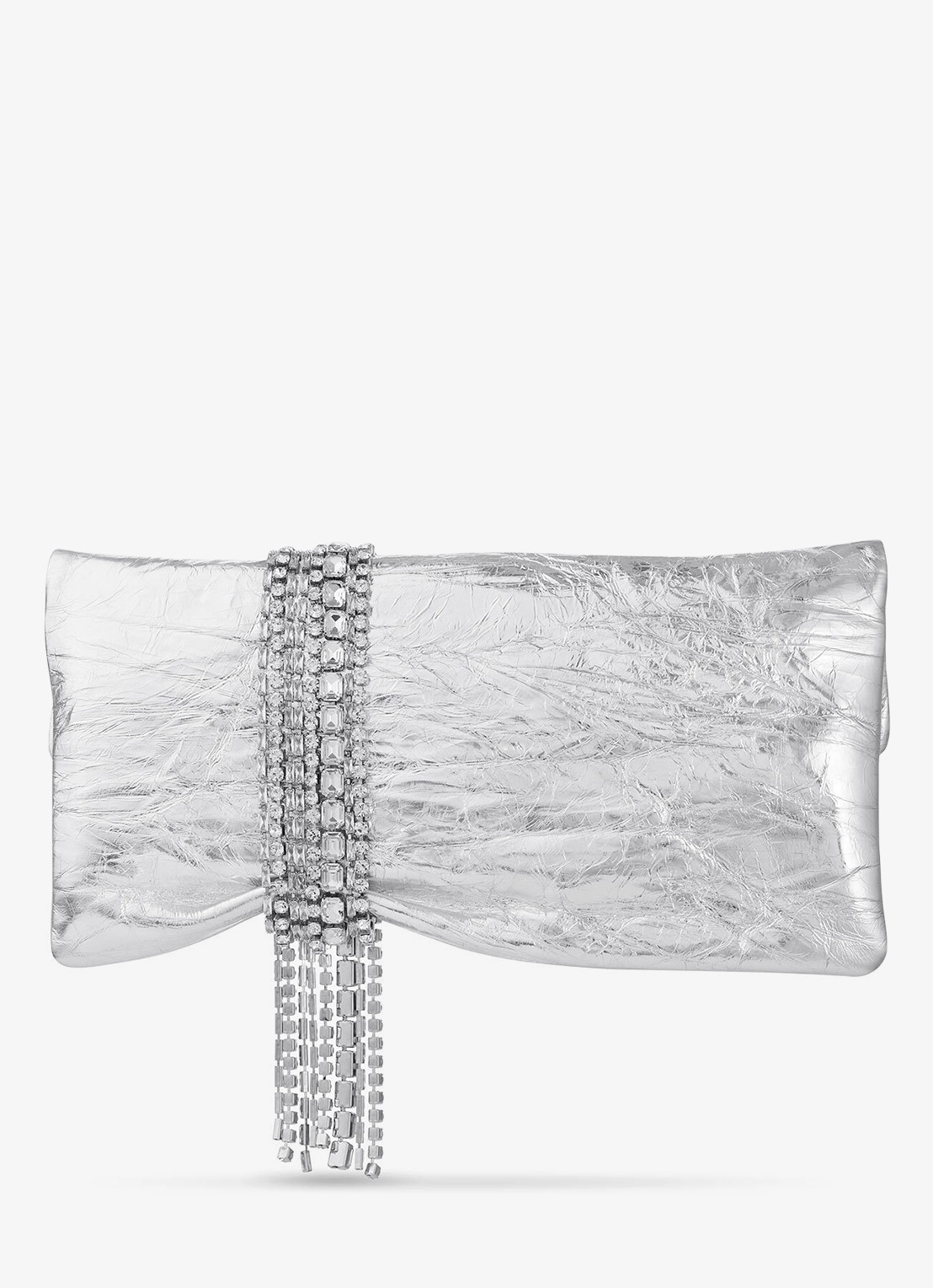 Jimmy Choo Zandra clutch van kalfsleer met metallic finish - achterkant 3 zilver
