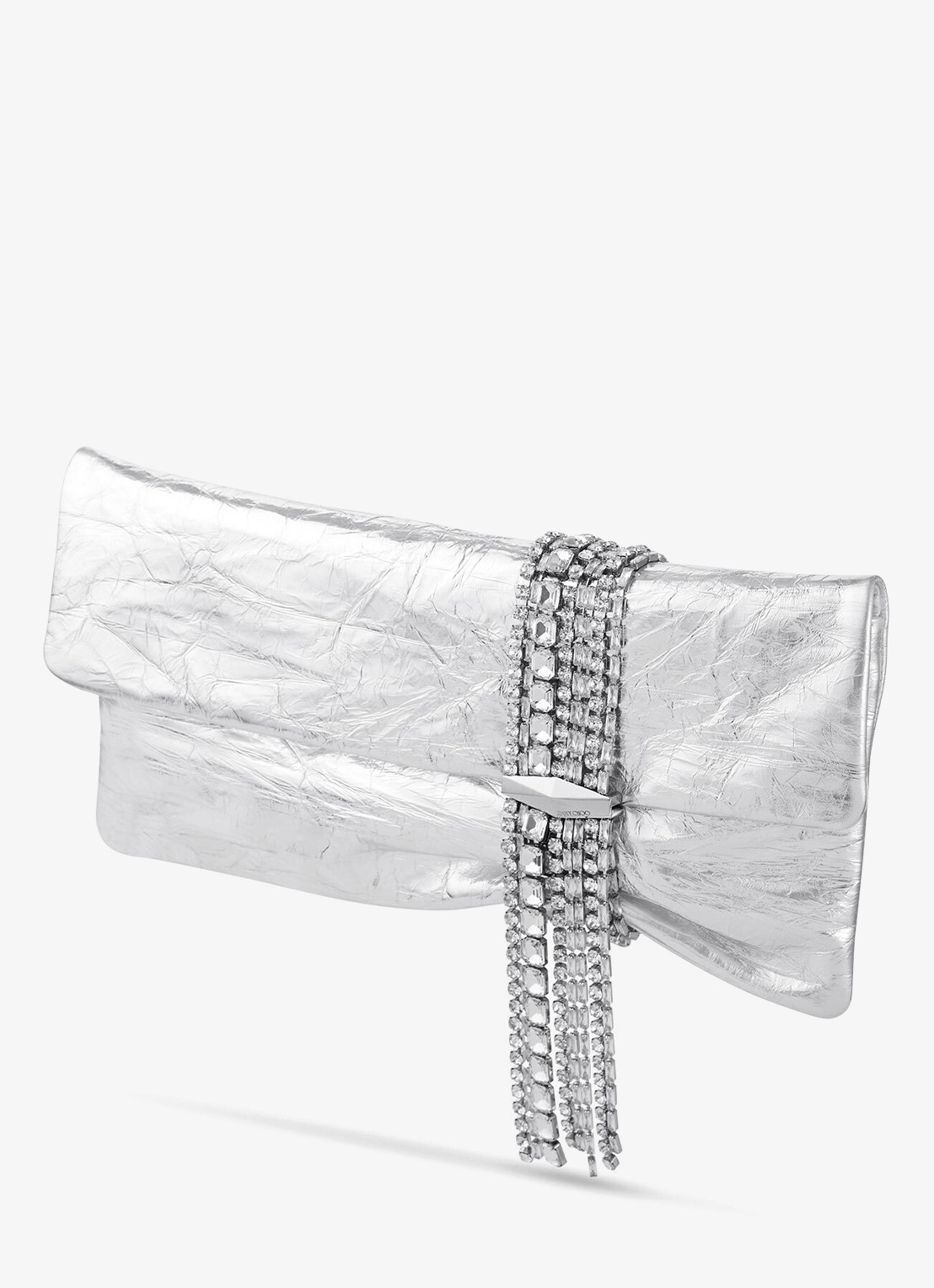 Jimmy Choo Zandra clutch van kalfsleer met metallic finish - voorkant 2 zilver