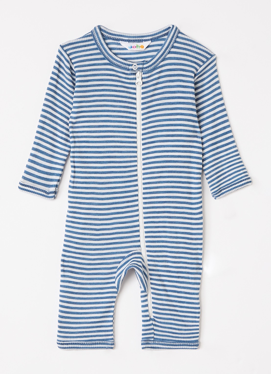 Joha Babypak in zijdeblend met streepprint - voorkant indigo