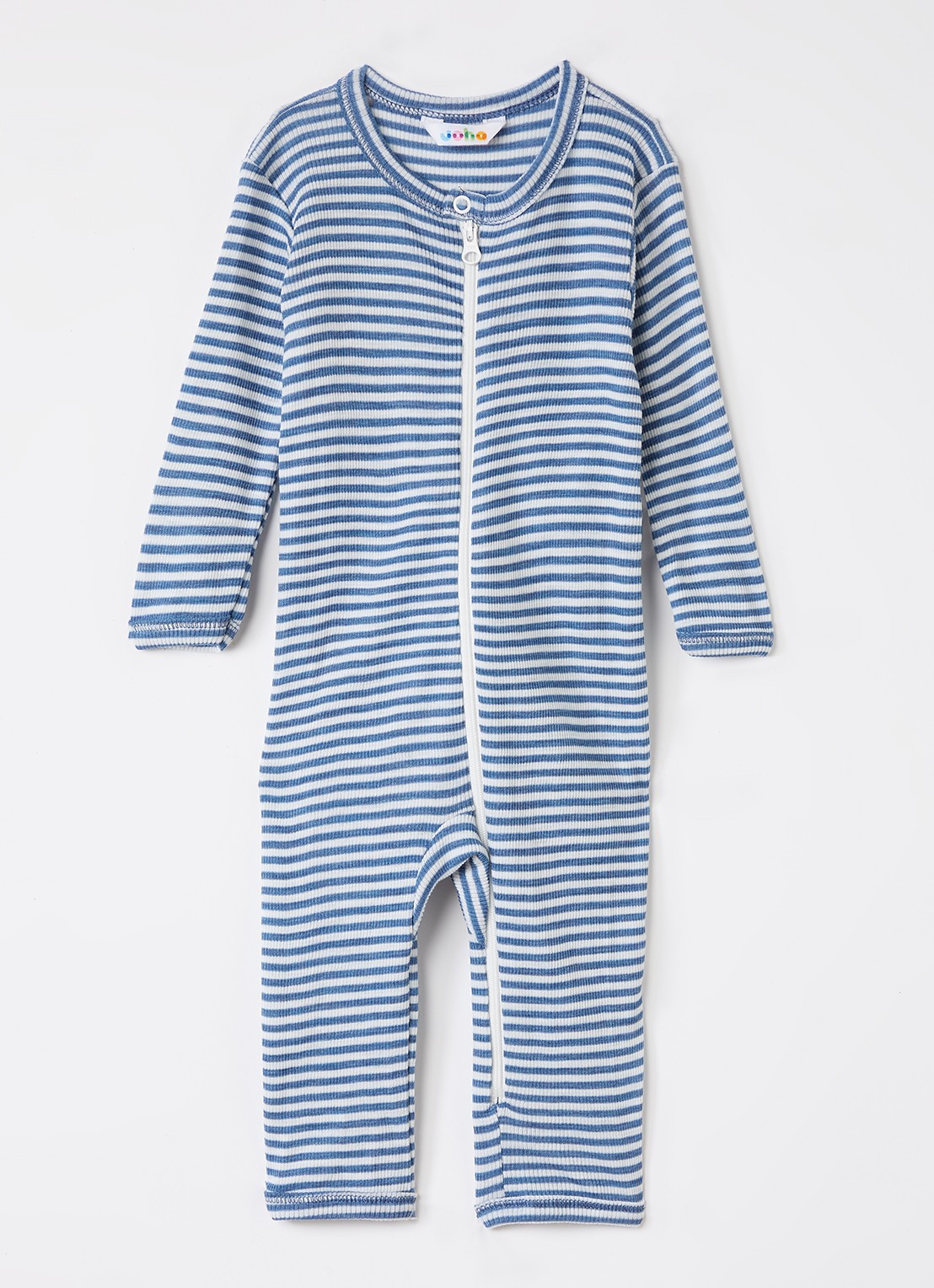 Joha Babypak in zijdeblend met streepprint - voorkant 3 indigo