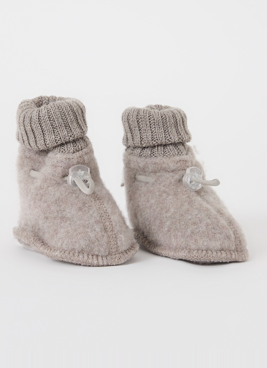 Joha Babyslofjes van merino wol - voorkant donkerbeige