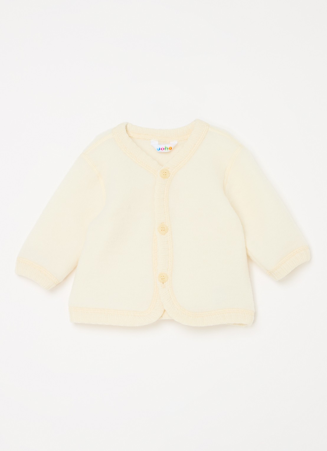 Joha Grofgebreid vest van merino wol - voorkant creme