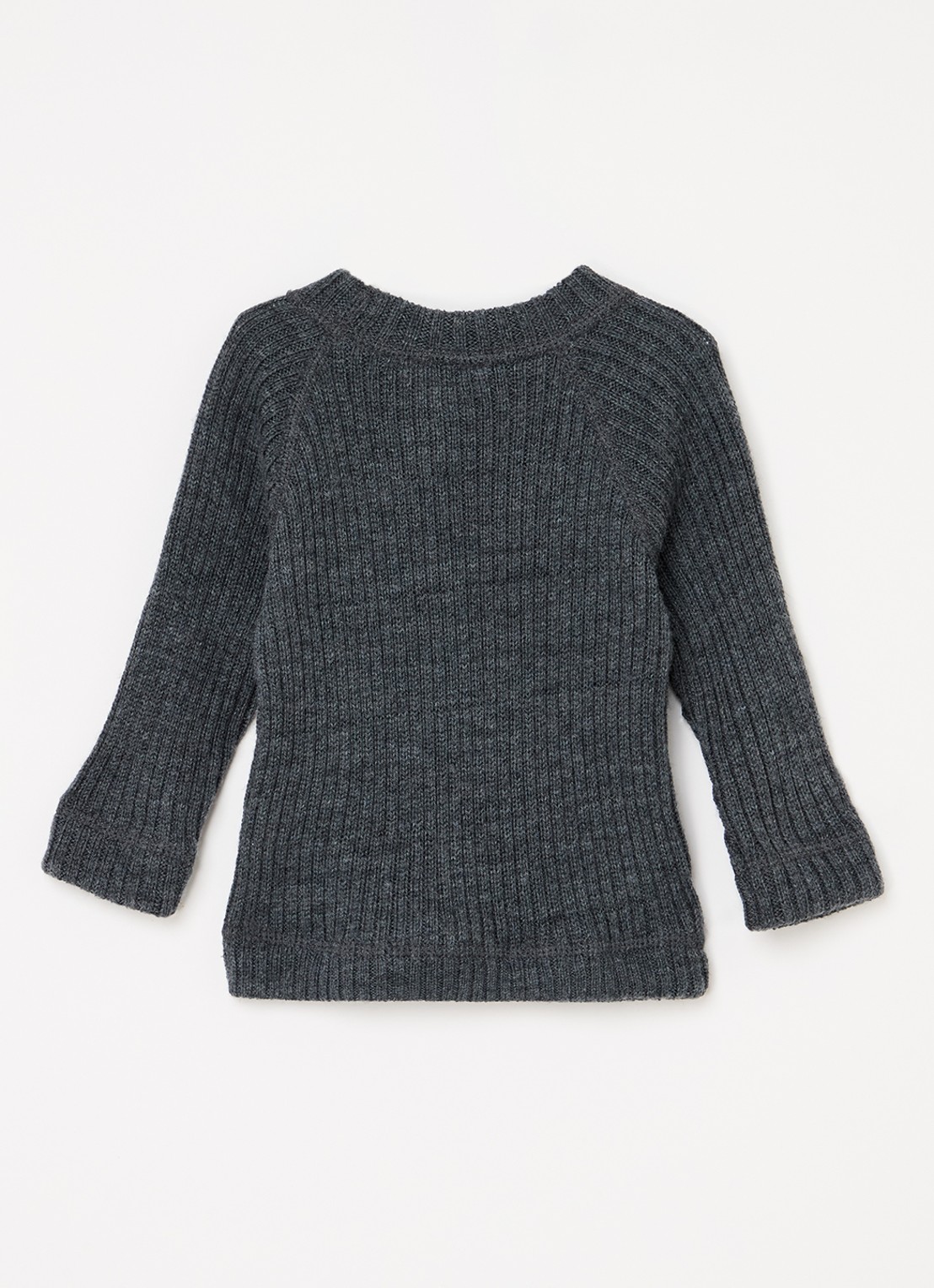 Joha Ribgebreide pullover van merino wol - voorkant 2 donkergrijs