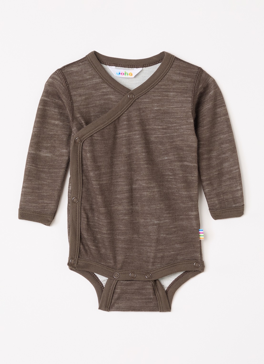 Joha Romper in merino wolblend - voorkant donkerbruin