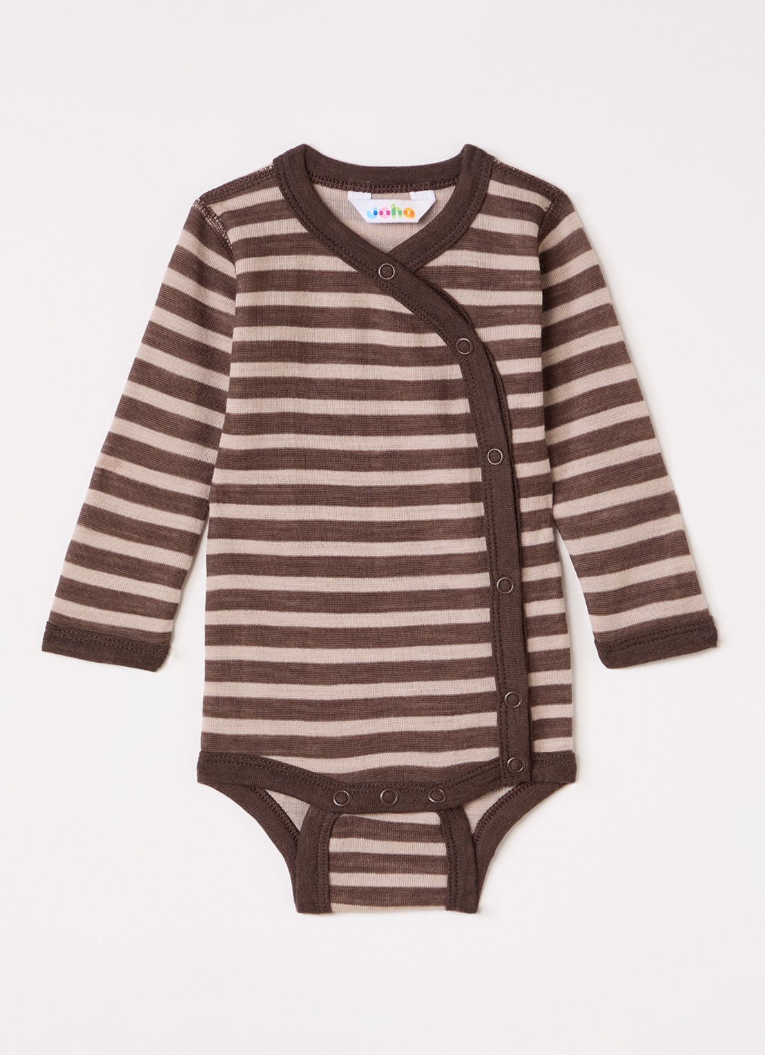 Joha Romper in wolblend met streepprint - voorkant bruin