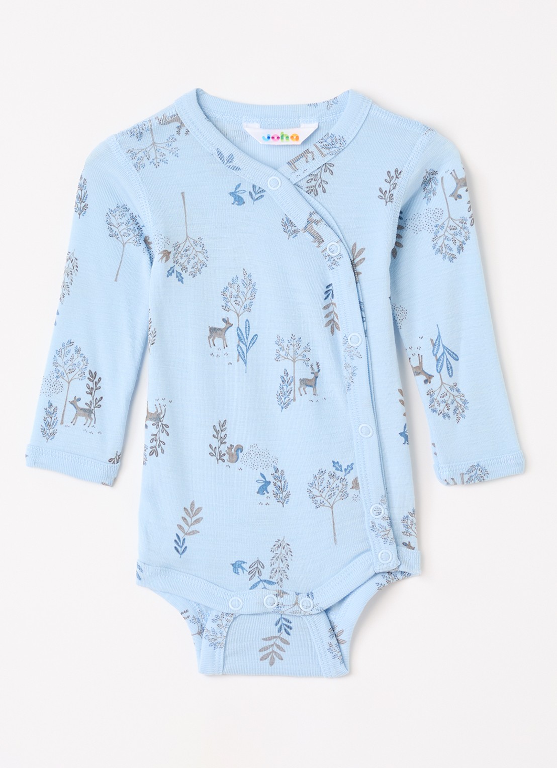 Joha Romper in zijdeblend met print - voorkant lichtblauw