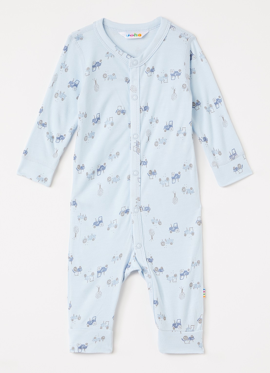Joha Romper met bloemenprint - voorkant lichtblauw