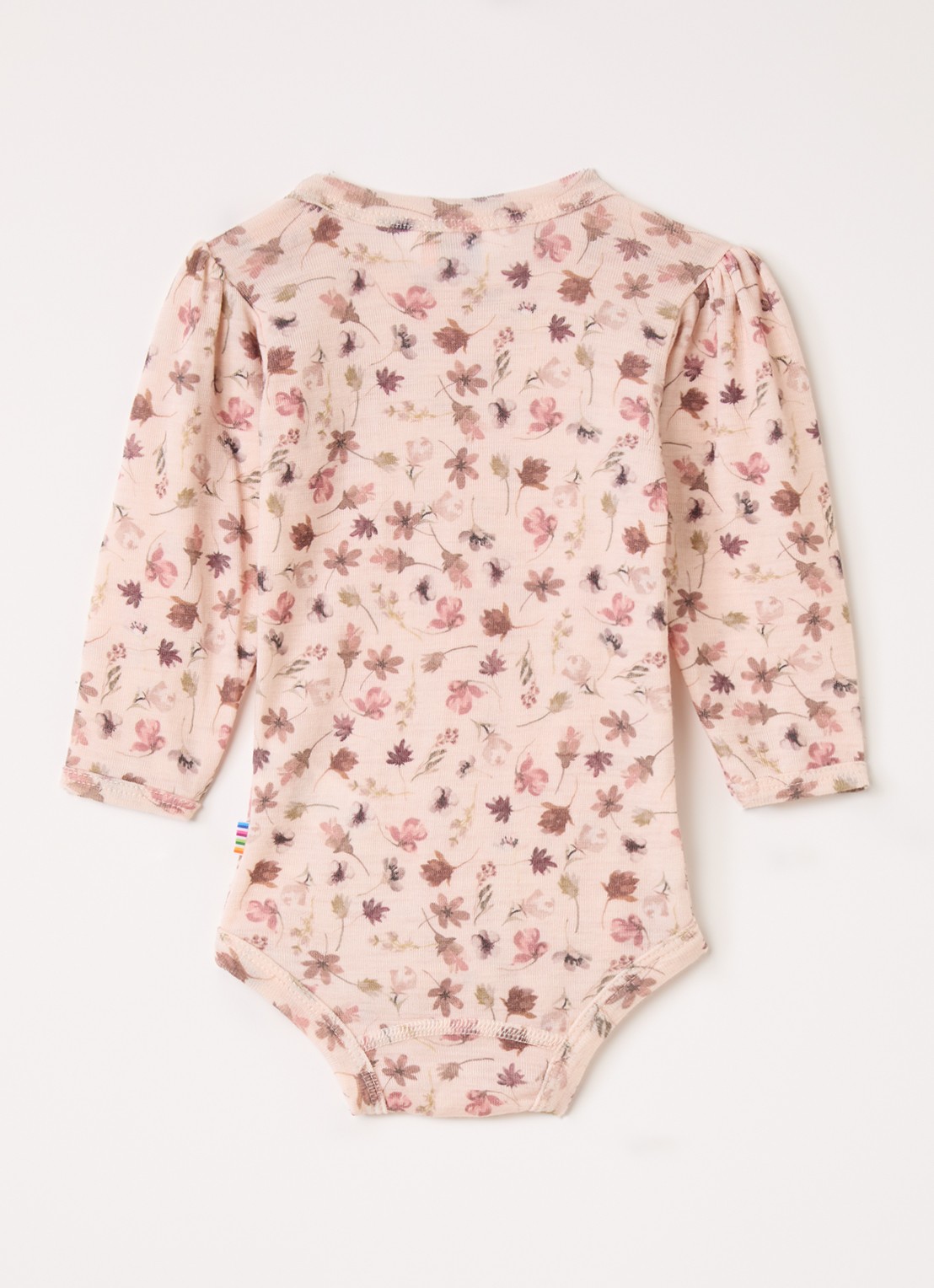 Joha Romper van merino wol met bloemenprint - voorkant 2 roze