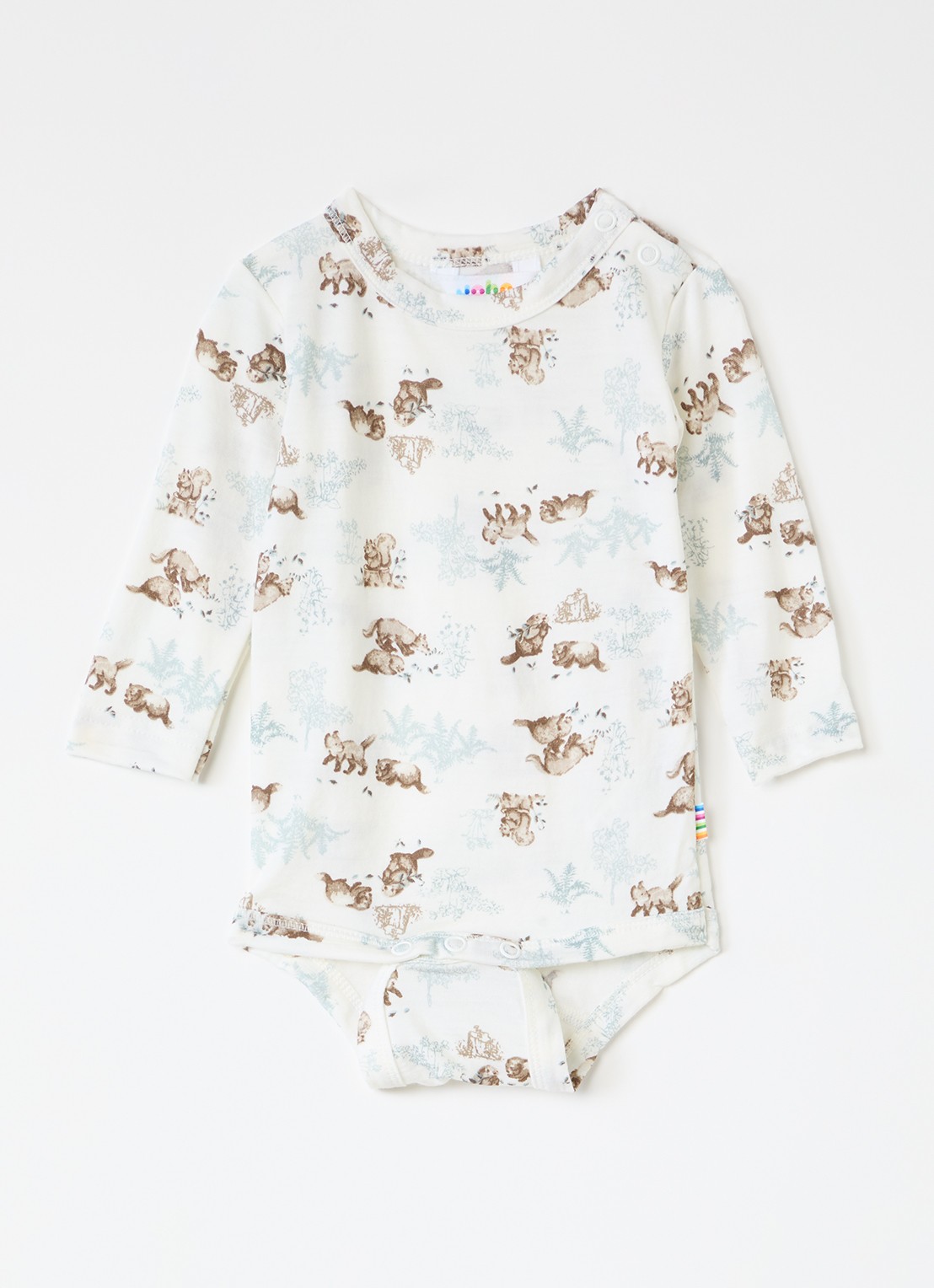 Joha Romper van merino wol met print - voorkant gebroken wit