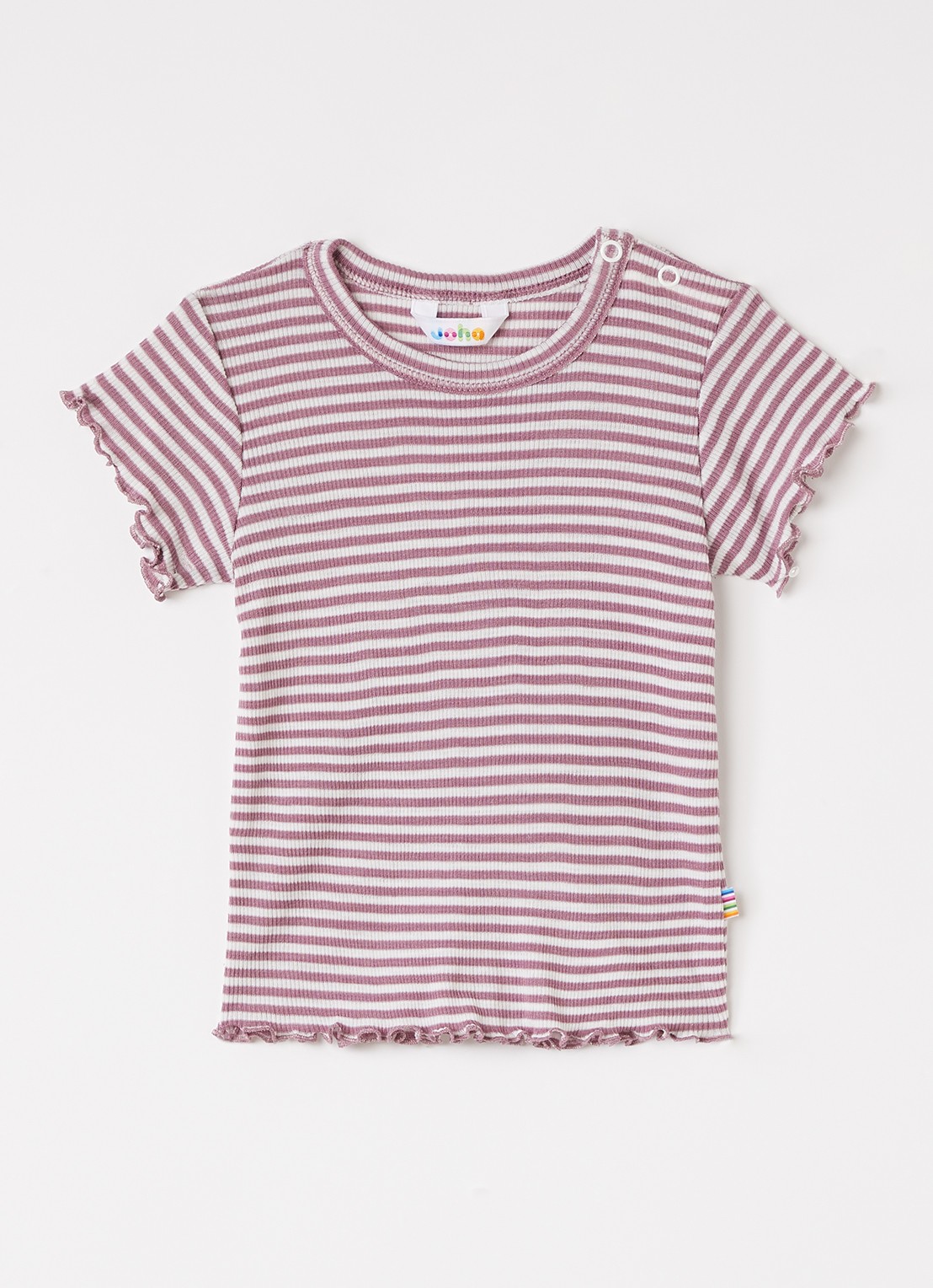 Joha T-shirt in zijdeblend met streepprint - voorkant roze