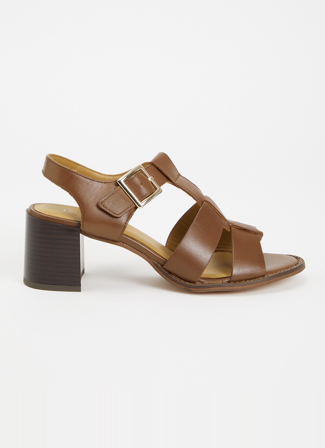 Jonak Alexandrie sandalette van leer met gespdetail  - voorkant 5 hazelnootbruin