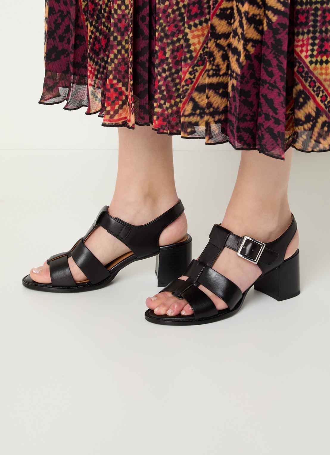 Jonak Alexandrie sandalette van leer met gespdetail  - voorkant 5 zwart