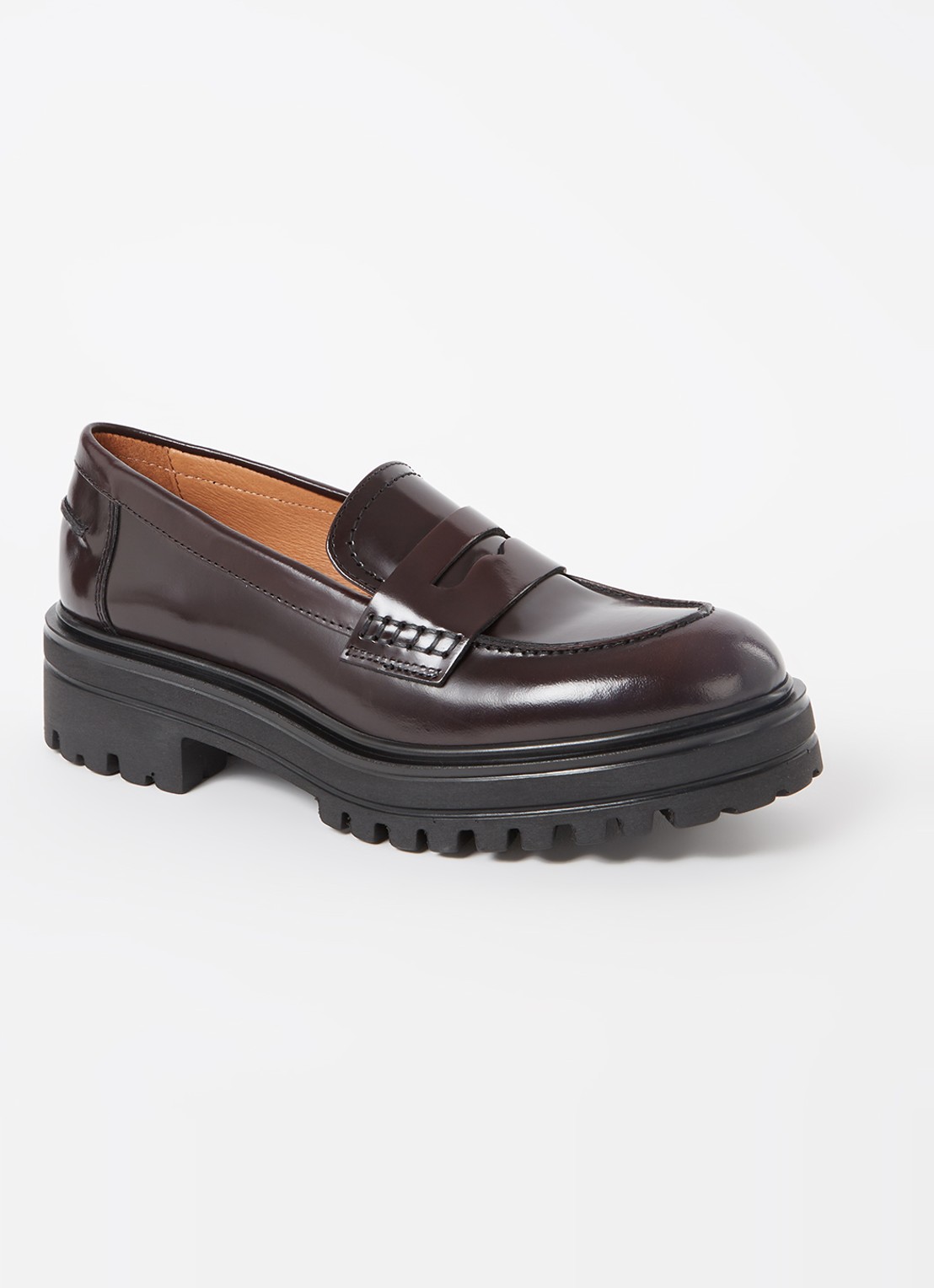 Jonak Alfi loafer van leer - voorkant aubergine