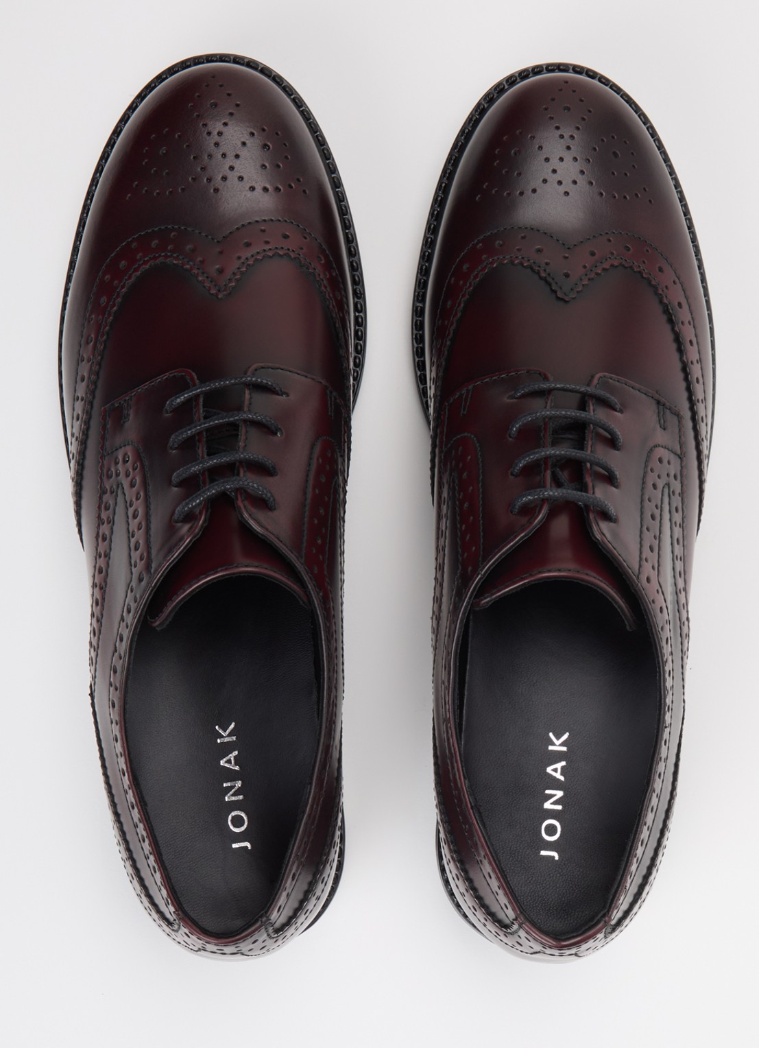 Jonak Altitude brogue van leer - detail 5 bordeauxrood