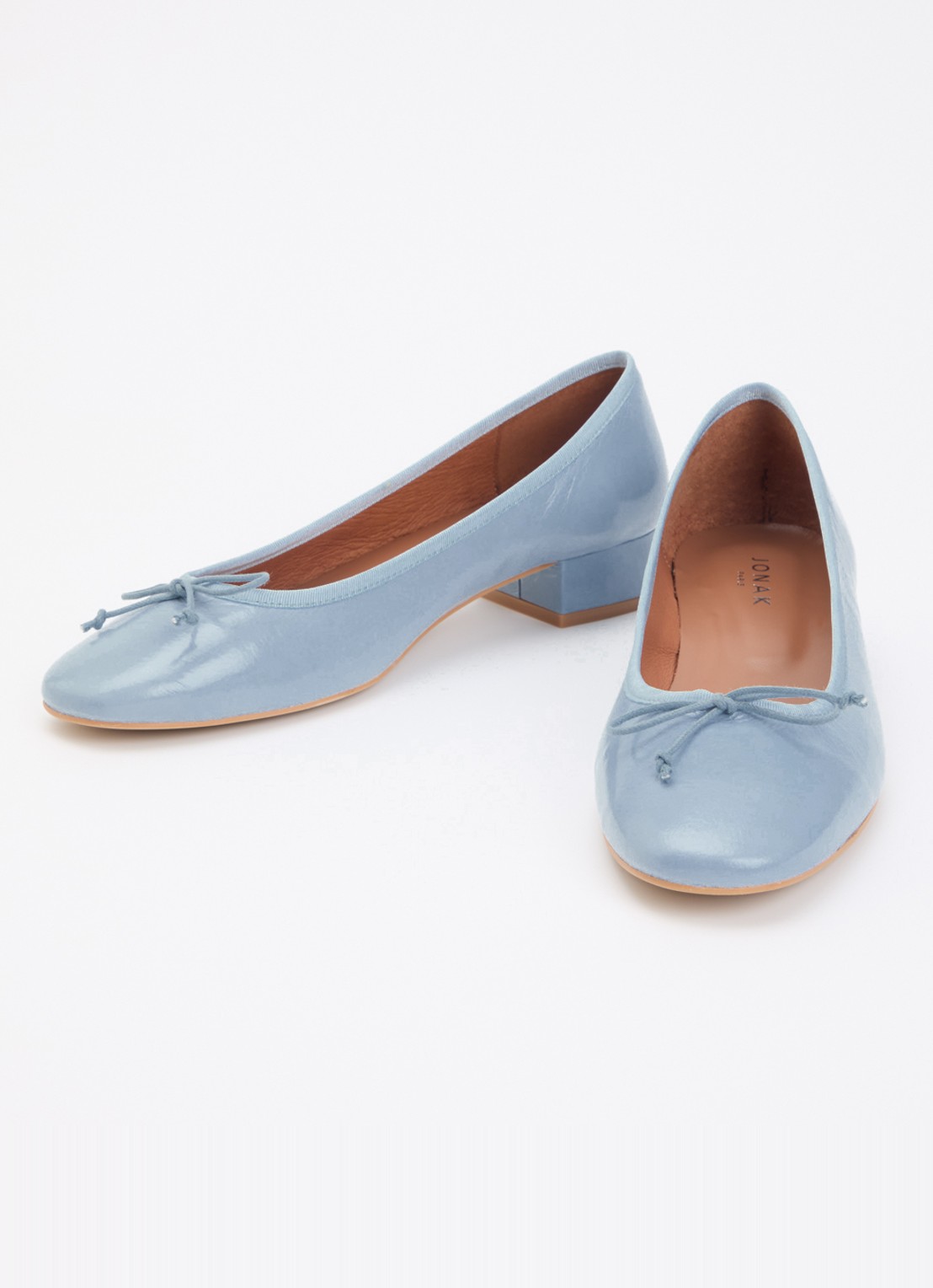 Jonak Dadou ballerina van geitenleer met lakfinish - detail 2 staalblauw