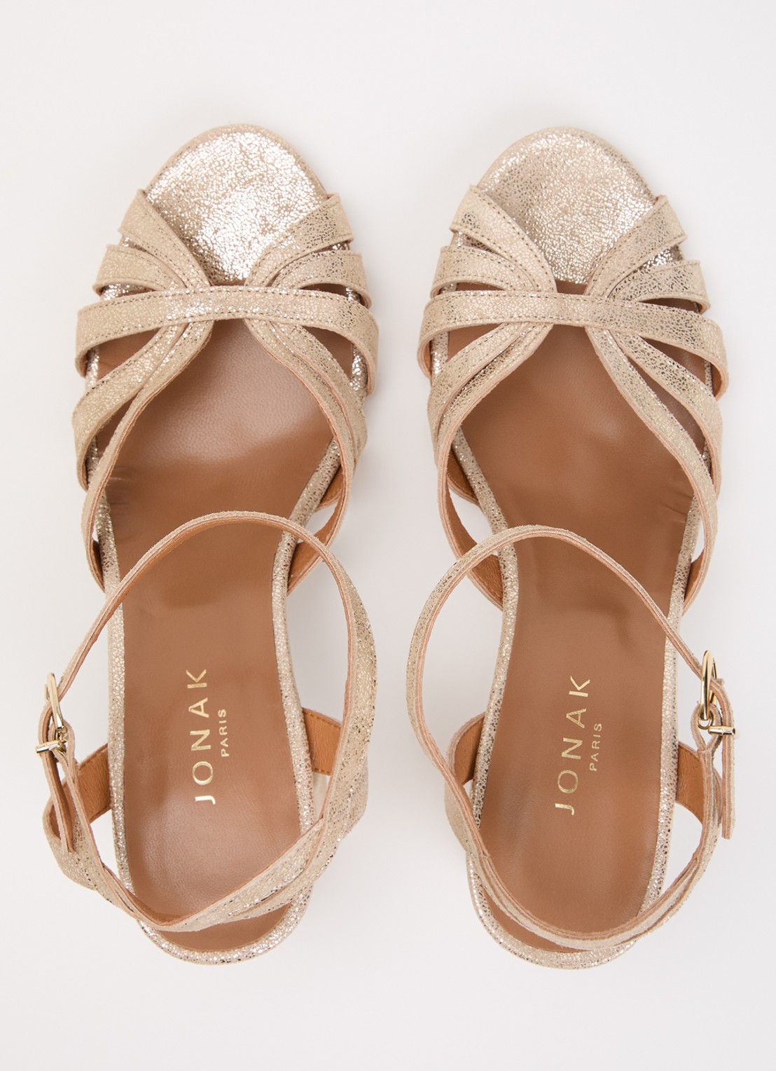 Jonak Debacq sandalette met metallic finish - detail 5 witgoud