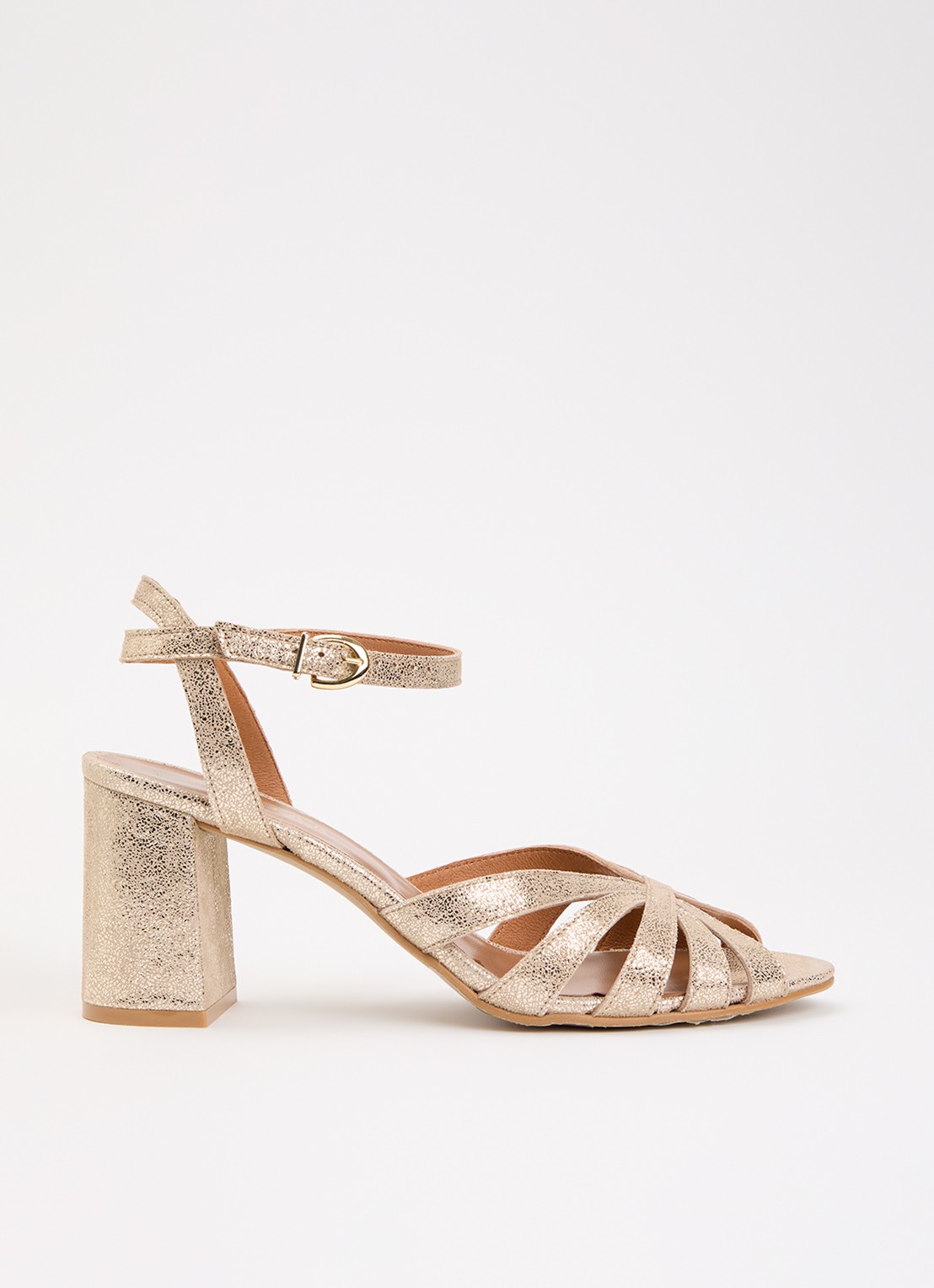 Jonak Debacq sandalette met metallic finish - voorkant witgoud