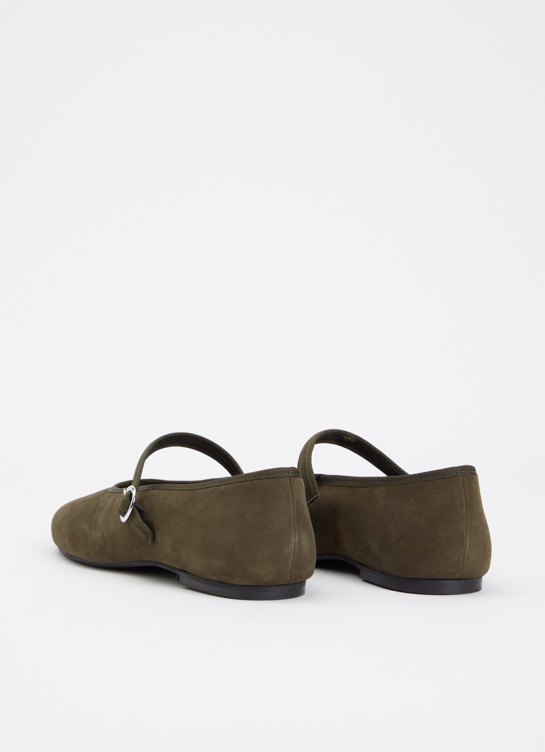 Jonak Deesse ballerina van kalfssuède met gespdetail - achterkant khaki