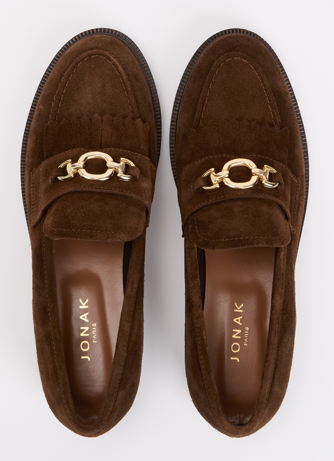 Jonak Delphes loafer van kalfssuède met horsebit - detail 5 bruin
