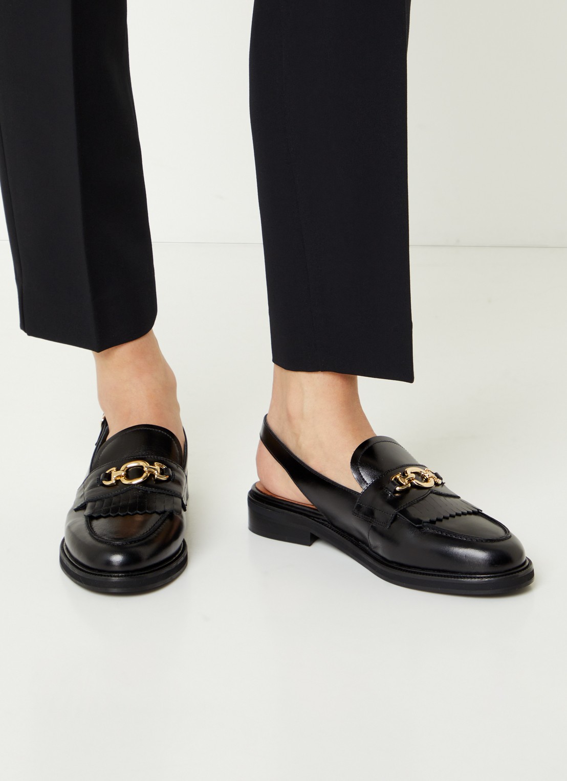Jonak Delphy loafer van leer  - voorkant 6 zwart