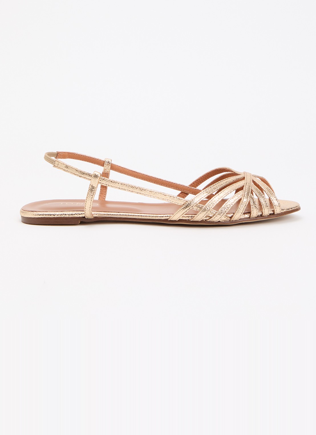 Jonak Deluck sandaal van leer met metallic finish  - voorkant 2 goud