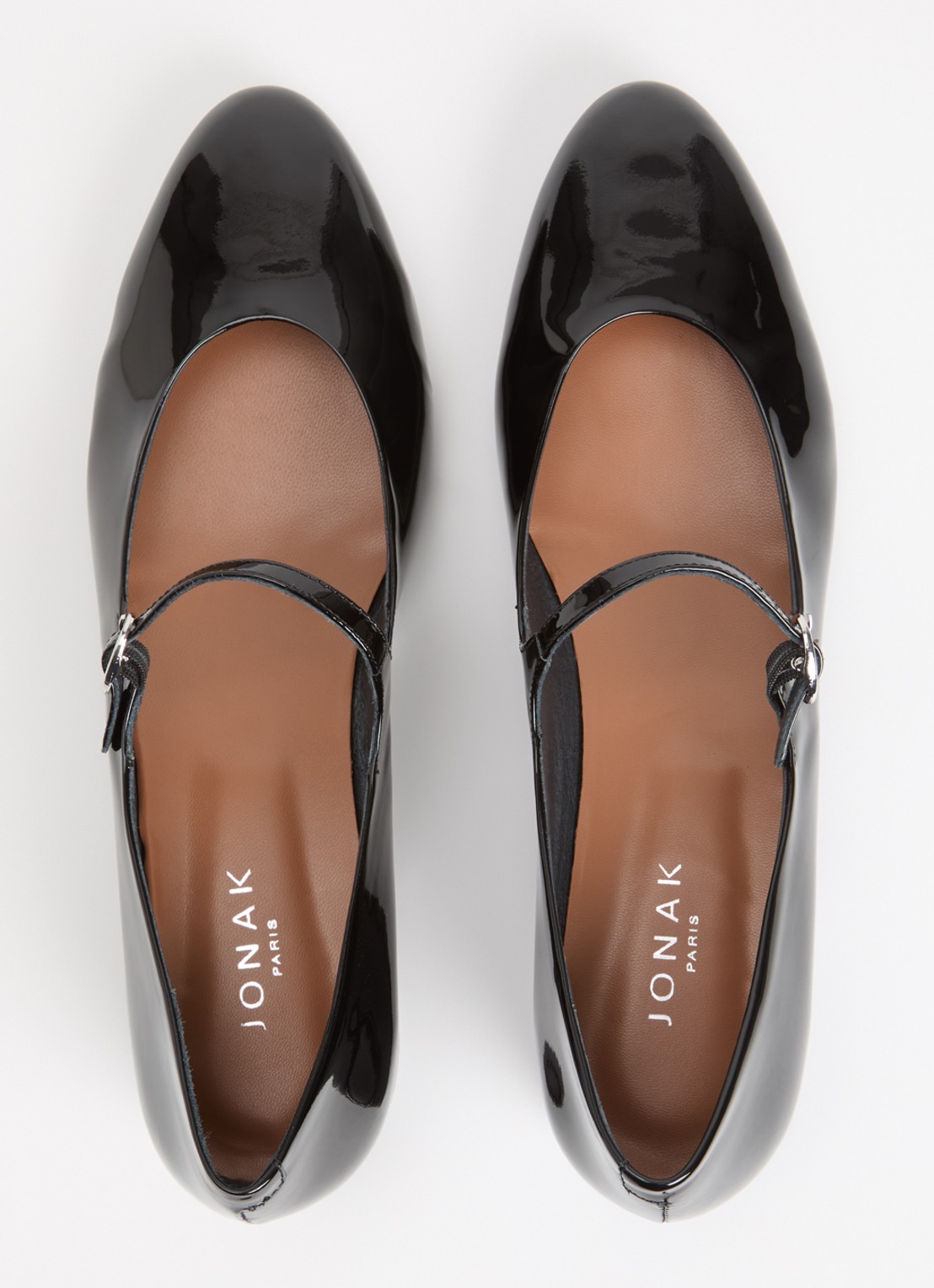 Jonak Desance Mary Jane ballerina van kalfsleer met lakfinish - detail 4 zwart