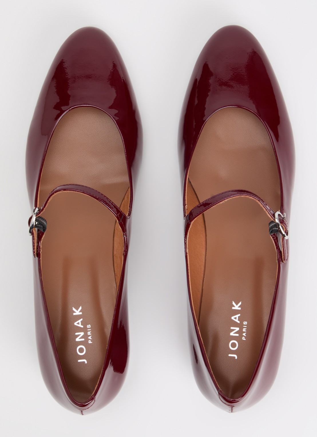 Jonak Desance Mary Jane ballerina van kalfsleer met lakfinish - detail 5 bordeauxrood