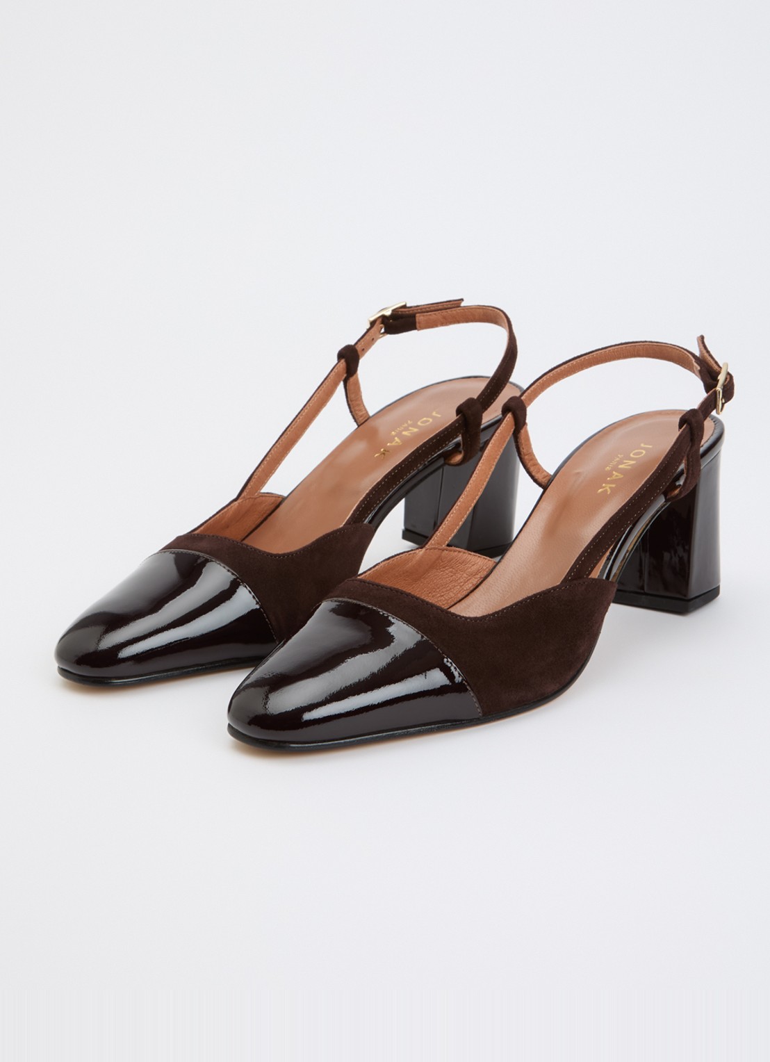 Jonak Dhapop slingback van kalfsleer - detail 3 donkerbruin