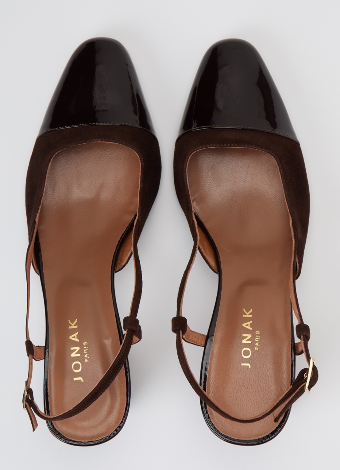 Jonak Dhapop slingback van kalfsleer - detail 4 donkerbruin