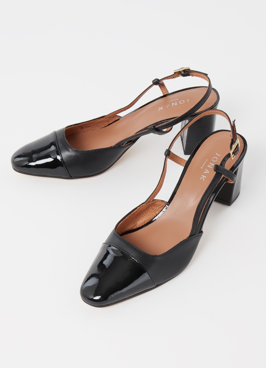 Jonak Dhapop slingback van leer - detail 3 zwart
