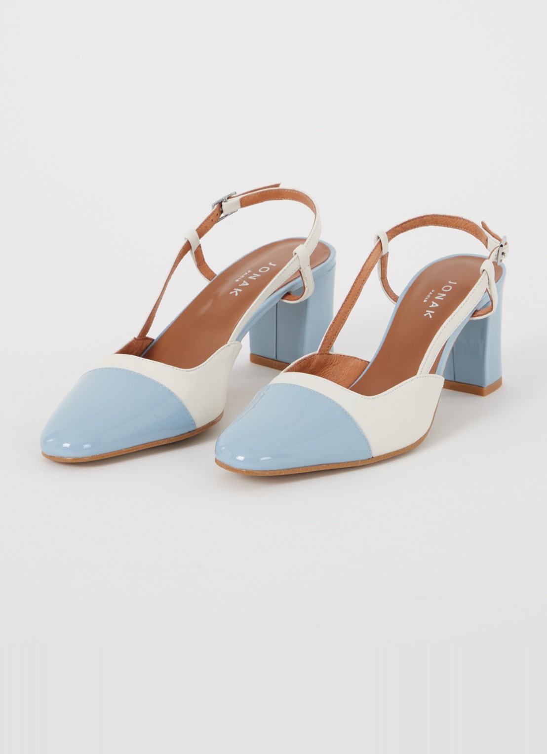 Jonak Dhapop slingback van leer - detail 3 lichtblauw