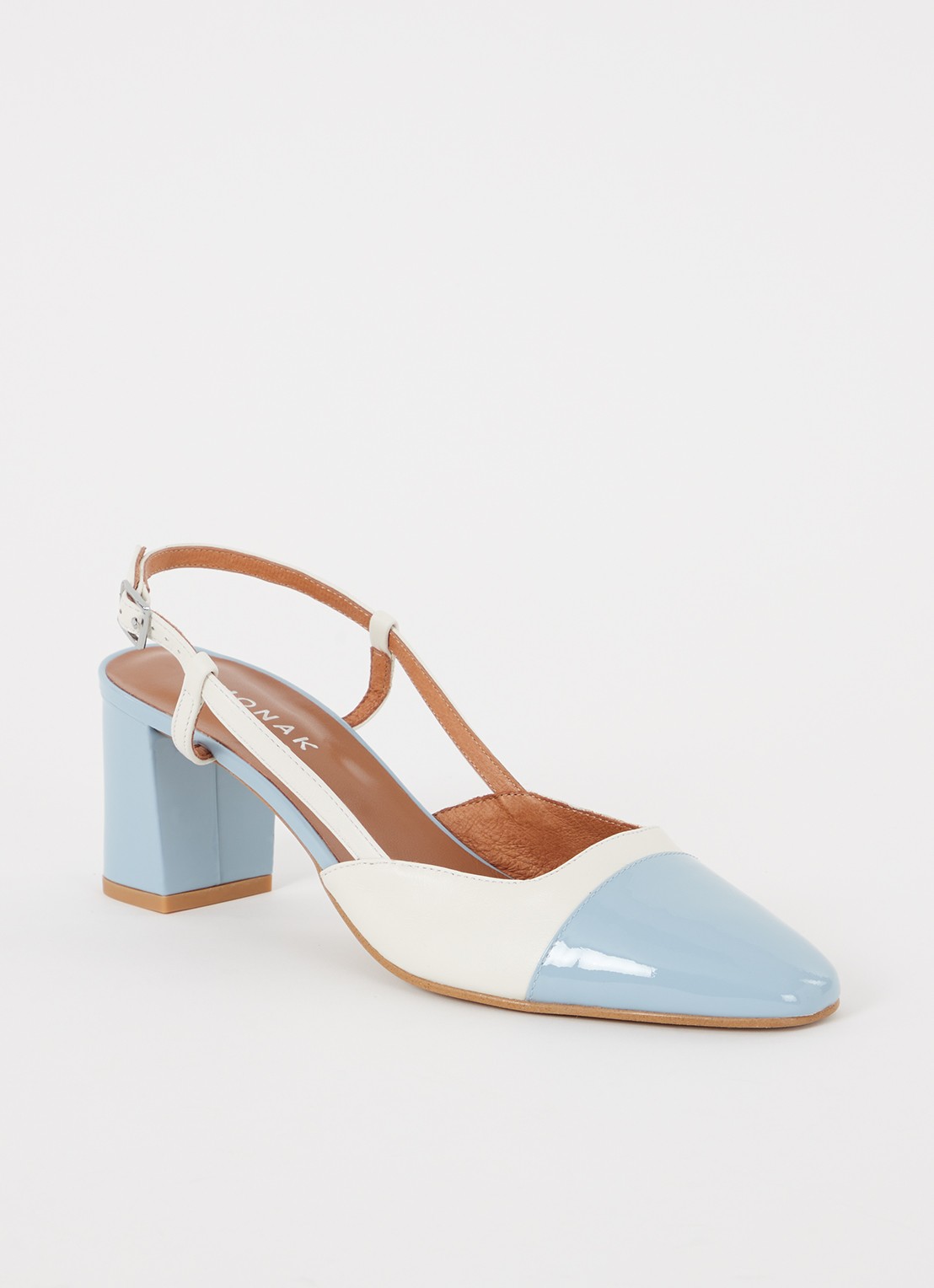 Jonak Dhapop slingback van leer - voorkant lichtblauw