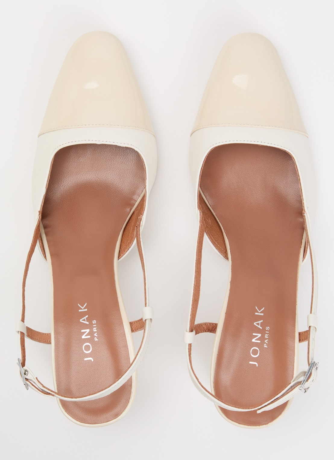Jonak Dhapop slingback van leer - detail 2 gebroken wit