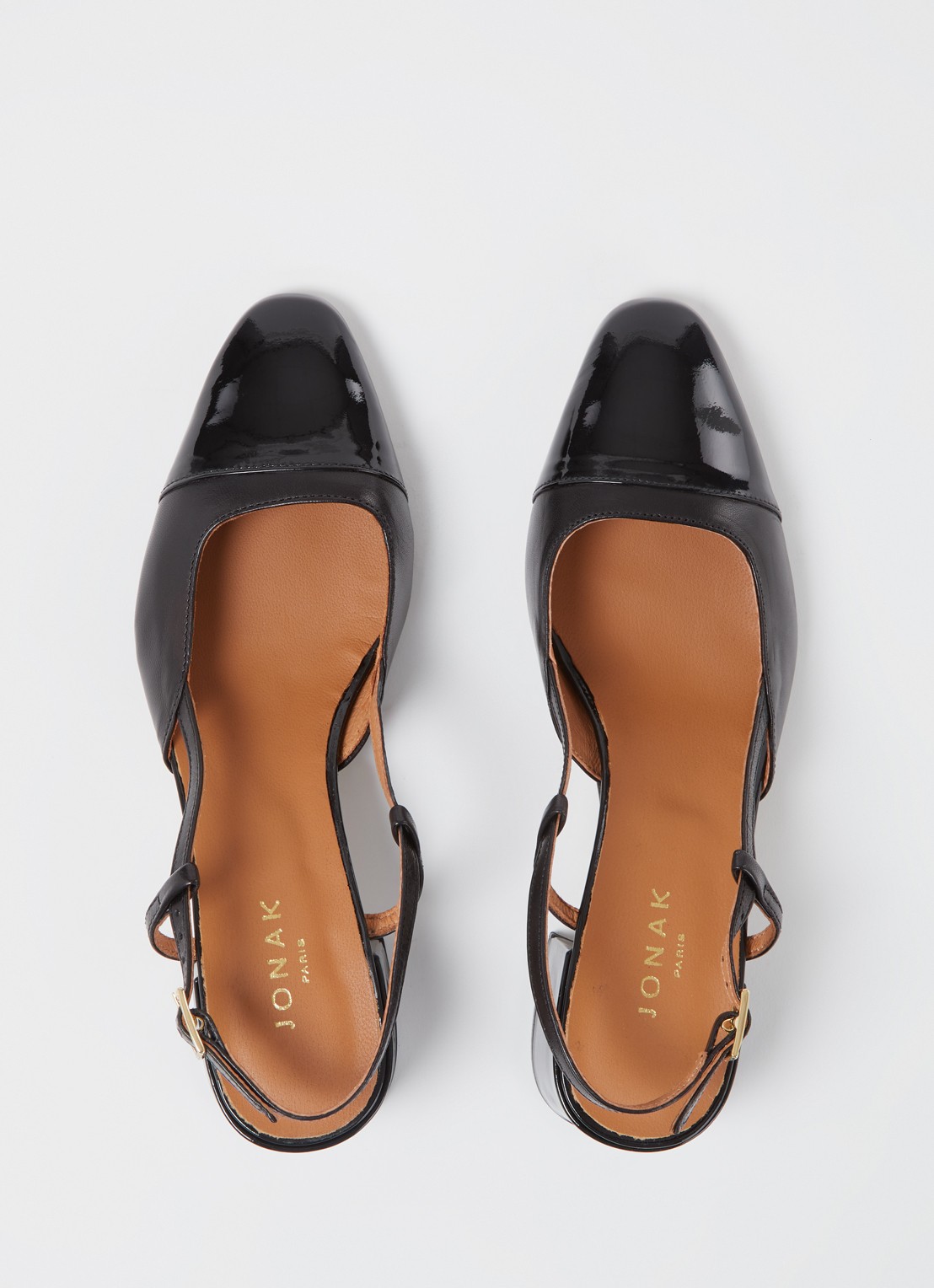 Jonak Dhapopy slingback met lakleren details - detail 4 zwart