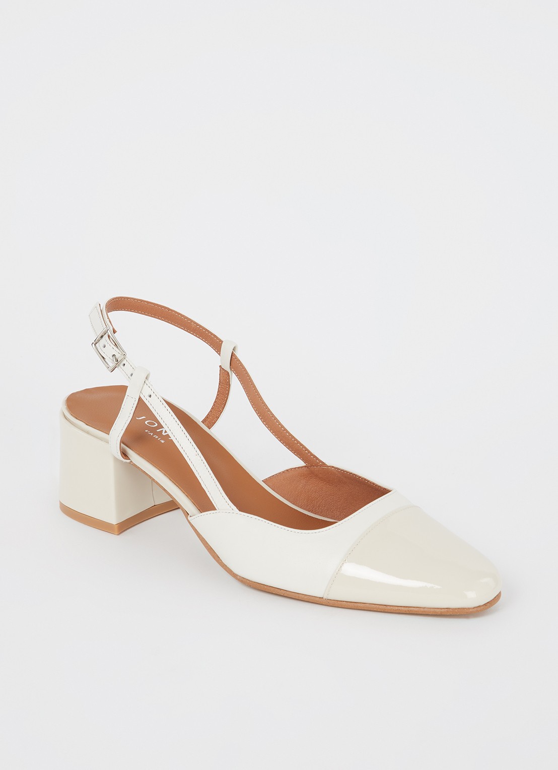 Jonak Dhapopy slingback met lakleren details - voorkant ivoor