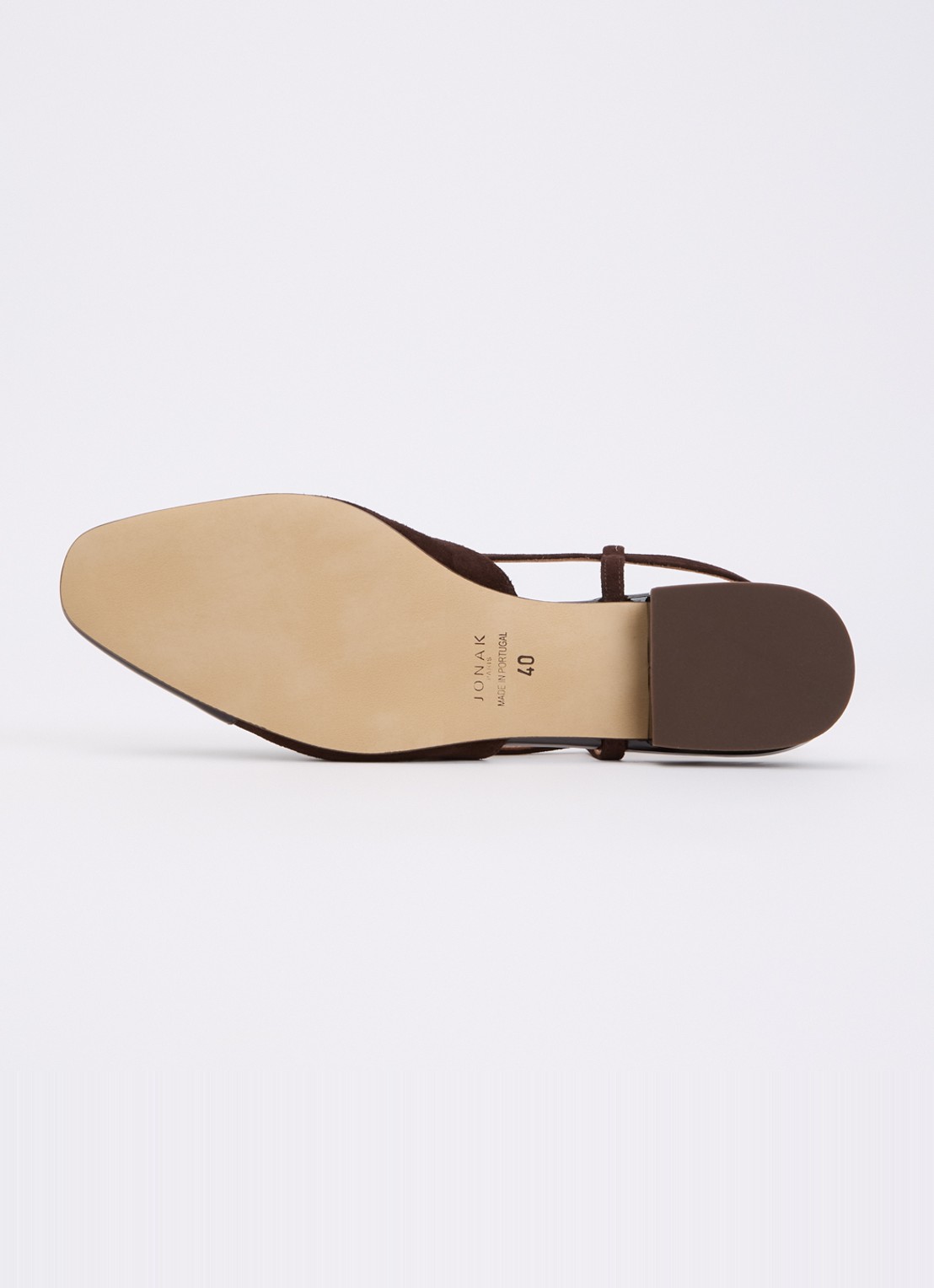 Jonak Dhapou slingback van kalfssuède met lakleren details - detail 3 donkerbruin