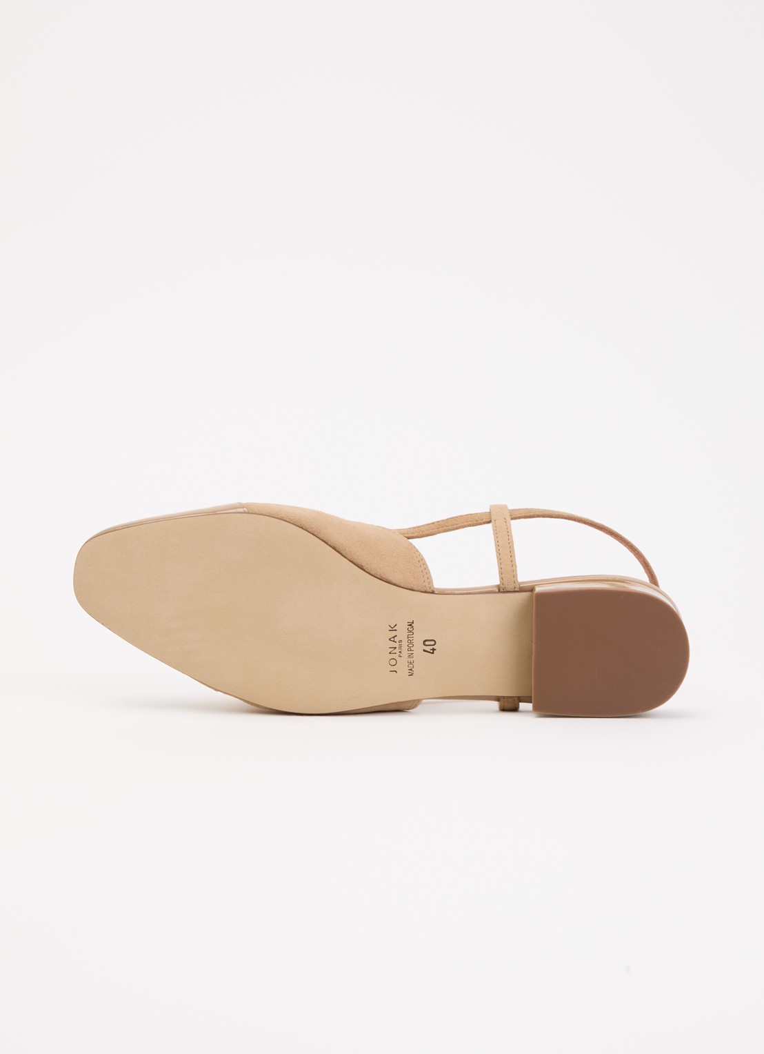 Jonak Dhapou slingback van kalfssuède met lakleren details - detail 3 beige