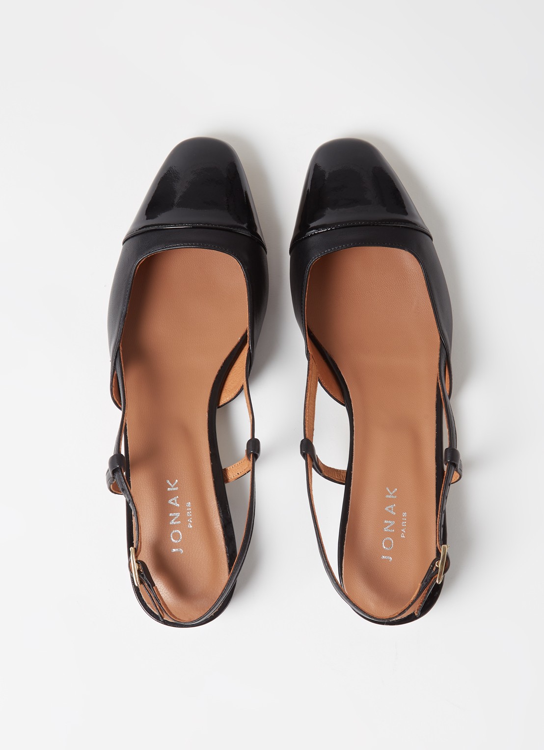 Jonak Dhapou slingback van leer - detail 5 diepzwart