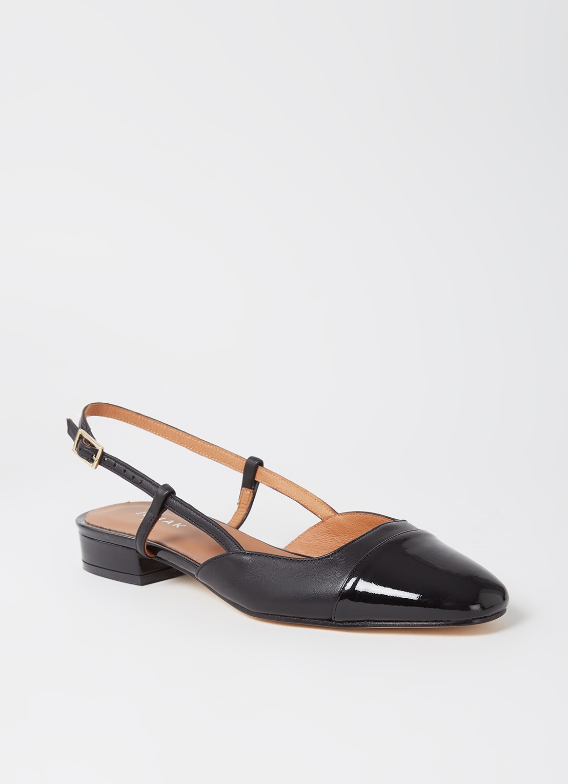 Jonak Dhapou slingback van leer - voorkant diepzwart
