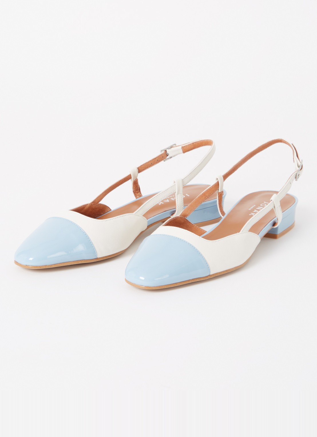 Jonak Dhapou slingback van leer - detail 3 blauwgrijs