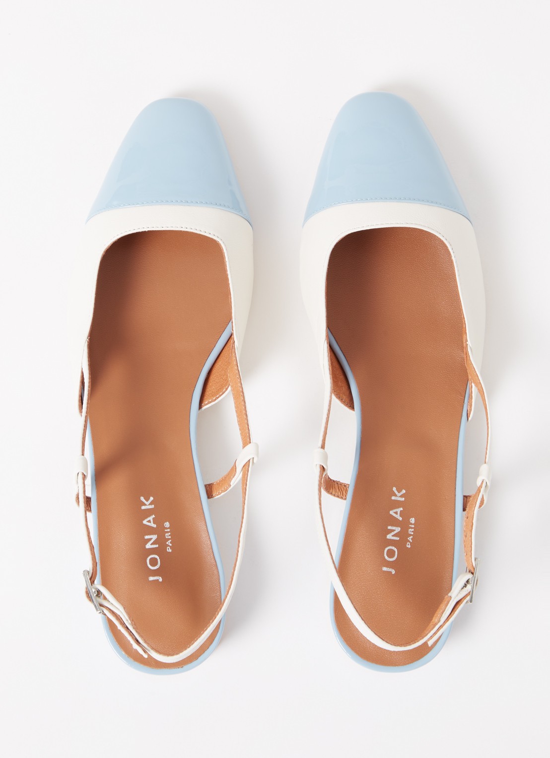 Jonak Dhapou slingback van leer - detail 4 blauwgrijs